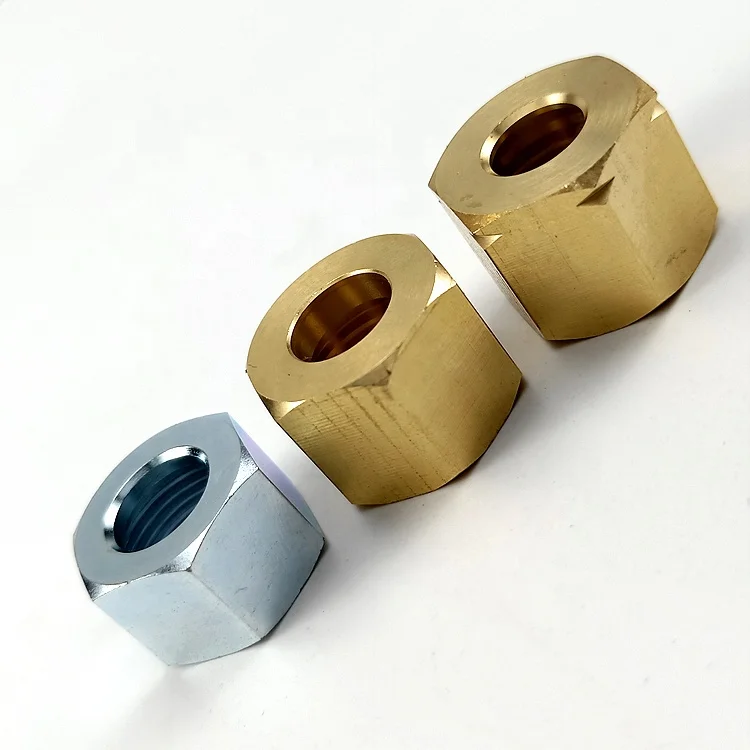 CNC service Nickel Plated Brass Nut for Flexible Braided Hose Tube Plumbing Hoses Product CNC machining customized