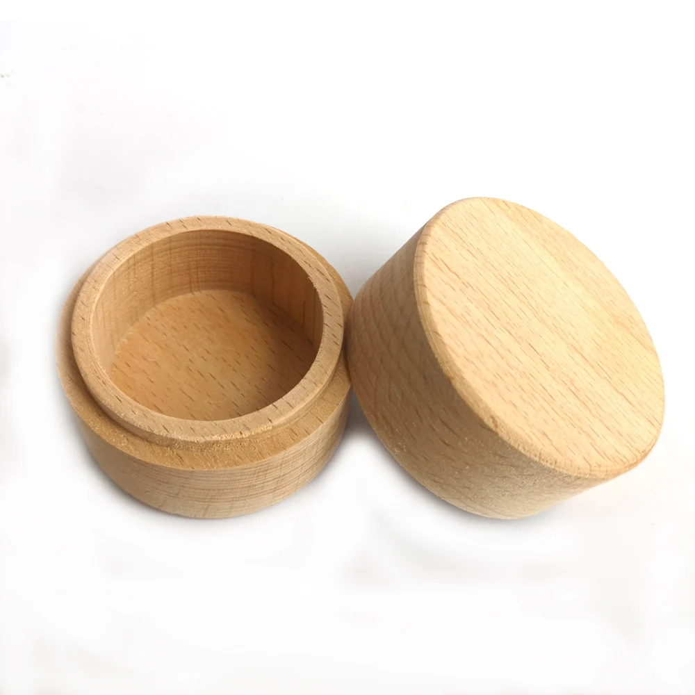 DIY Storage Trinket Bearer Container Case Wood Ring Box for Proposal Wedding Ring Storage Mini Round Wooden Box Jewelry Boxes