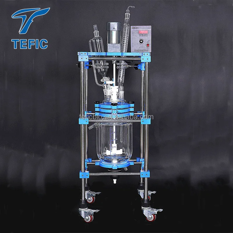 10L Pilot Double Jacketed Reduced Pressure Borosilicate Glass Reactor With Reflux Unit And Condenser