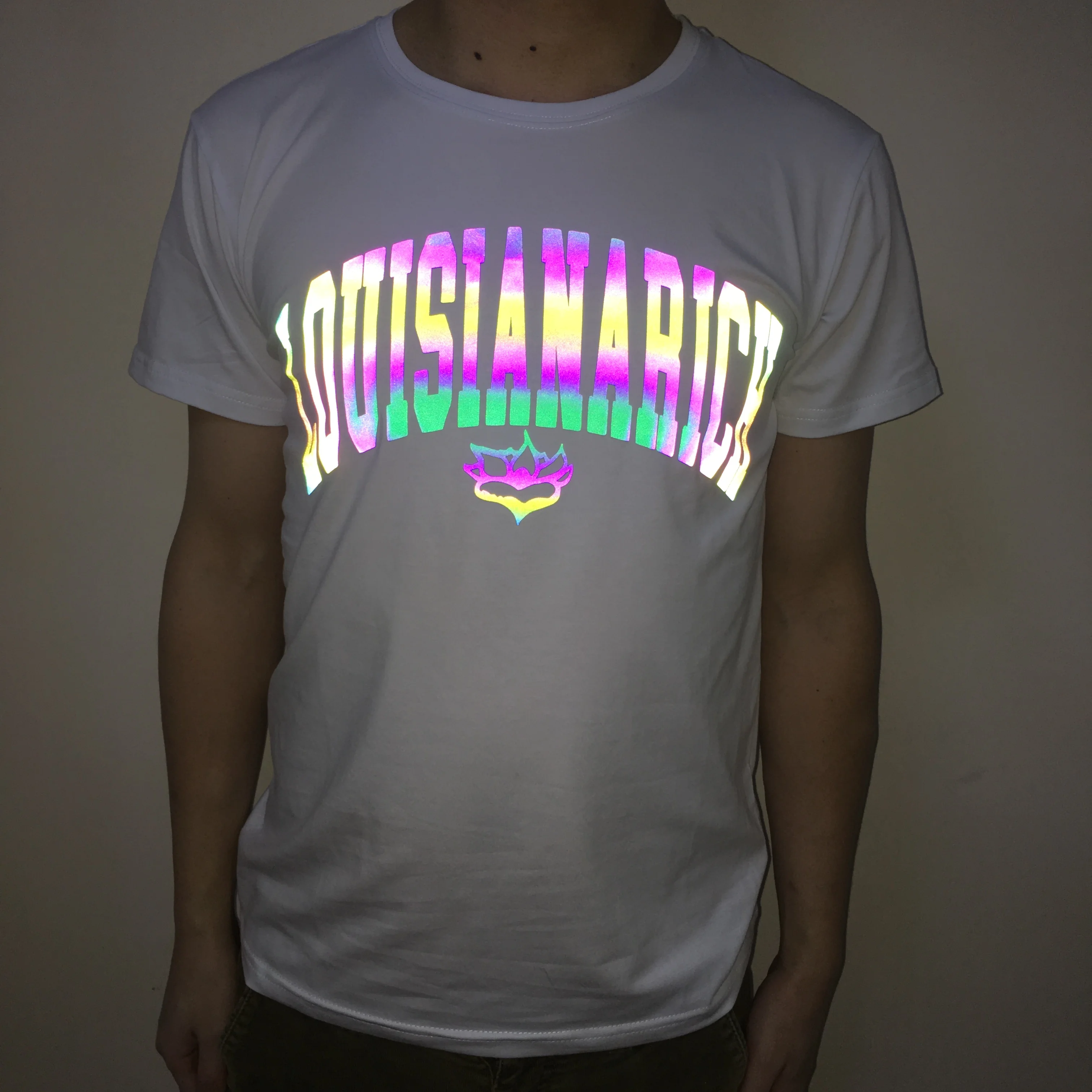 
Customized Heat Transfer reflective LOGO tshirt 