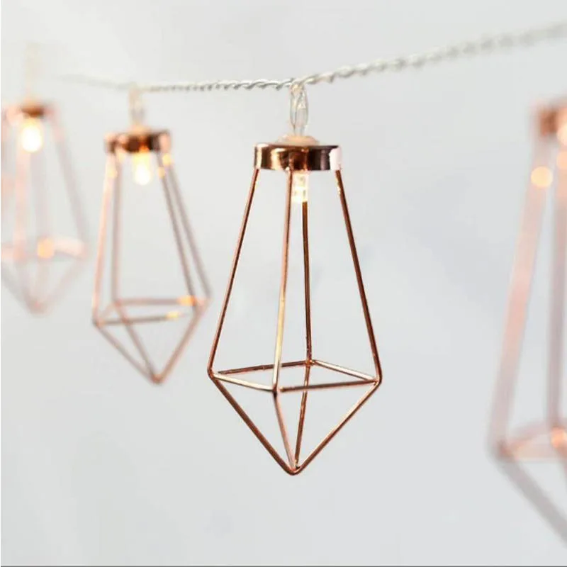 Rose Gold Battery Operated Led String Lights 10led/20led Metal Fairy Light String for Christmas Wedding Bedroom Lighting