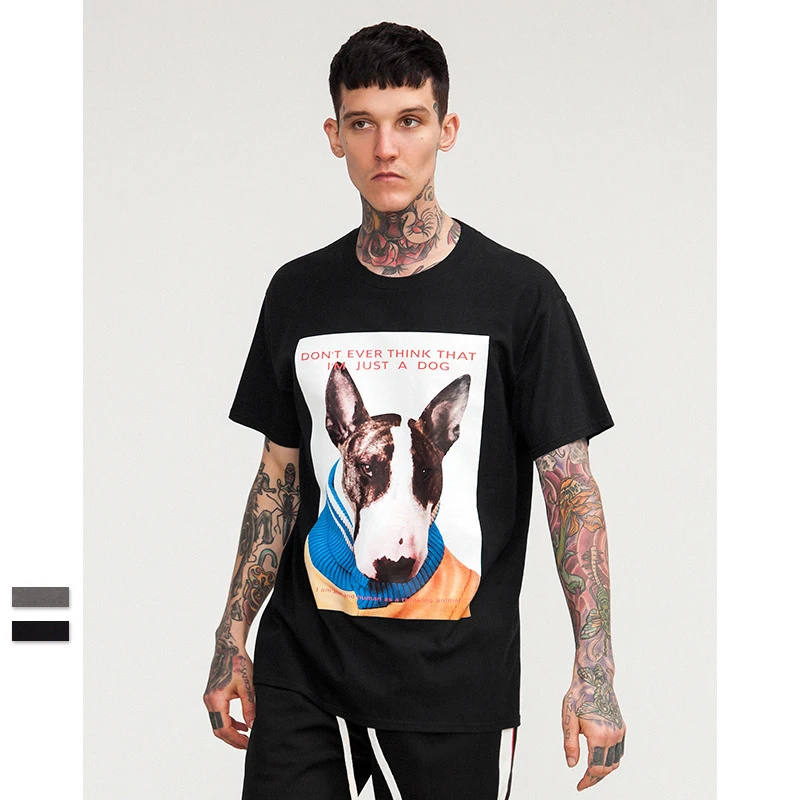 
2021 OEM ODM Custom Cotton Dog Custom Printed Men Slogan T-shirt 