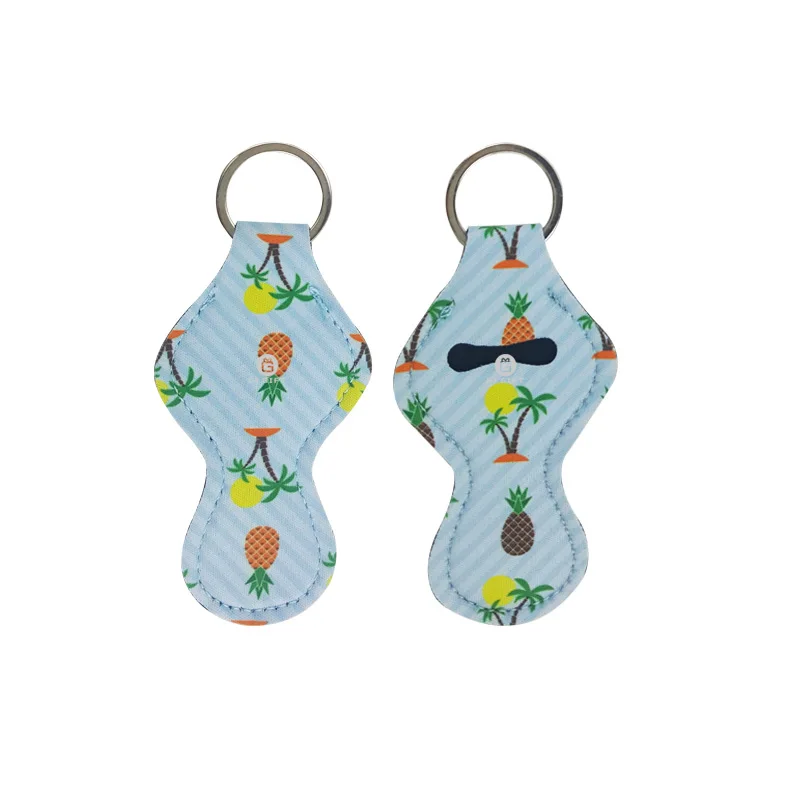 Neoprene Logo Printed Metal Embroidered Customised Manufacturer Custom Lipgloss Chapstick Lip Gloss Holder Keychain