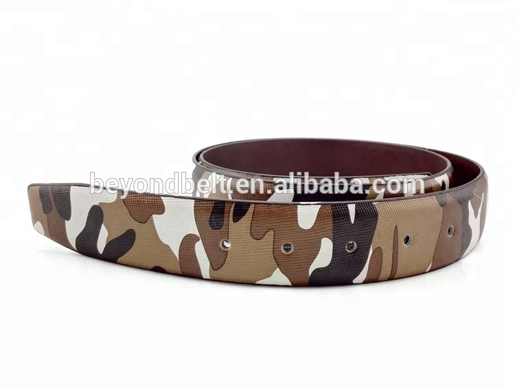 Custom Design Ratchet Camouflage Genuine Letter Real Digital Screen Print Leather Belt Strap Multi Color