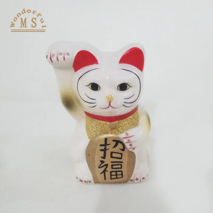 wholesale japanese traditional maneki neko custom gold porcelain ceramic lucky cat for Shop and Office Decoration
