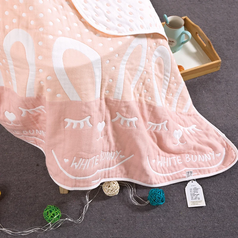 
100% cotton bath 5 layers gauze cotton baby blanket 