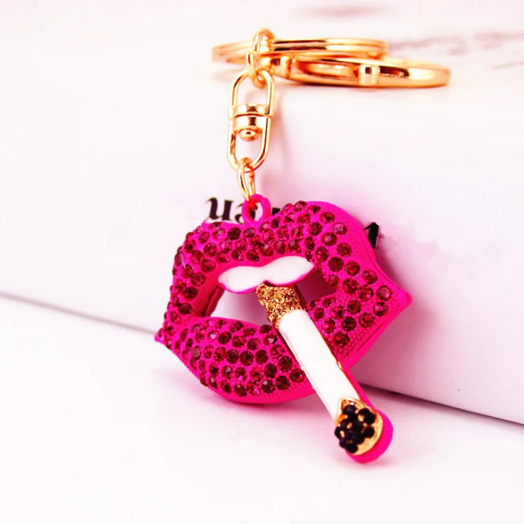 Utility Women Keychain Lip Gloss Keyring Key fob Lipstick Pendant Keys Chains Rings Tags Strap Purse Charm Love