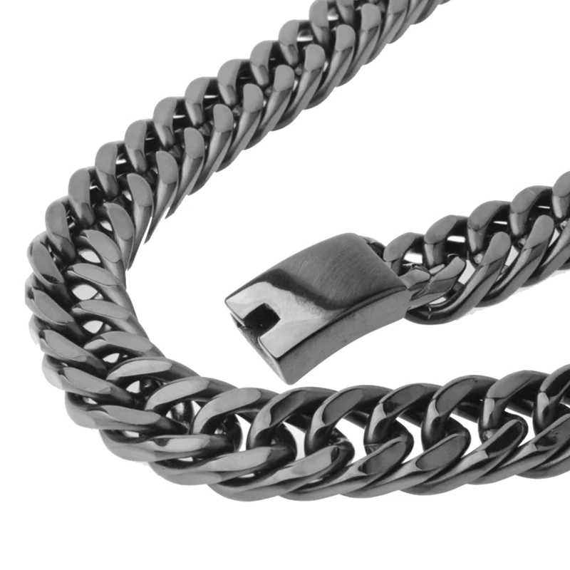BESHINE Jewelry 15mm Bulky Cuban Link Black IP Plated Stainless Steel Chain For Necklace