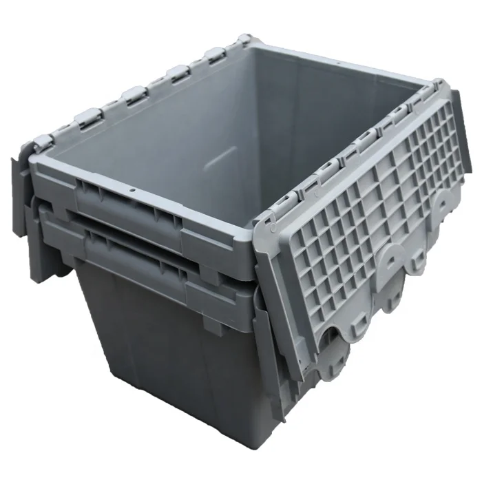 Strong Wall Plastic Nest Turnover Crate Moving Containers Tote Box Industry Storage Bins with Lids