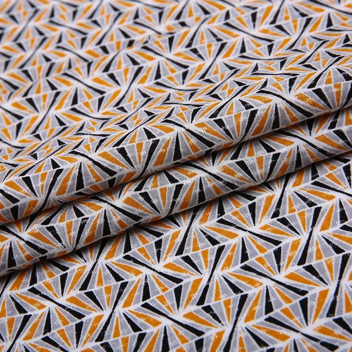 Fashional geometric shape print fabric rayon dotted  brocade woven jacquard  for dresses in jacquard fabric