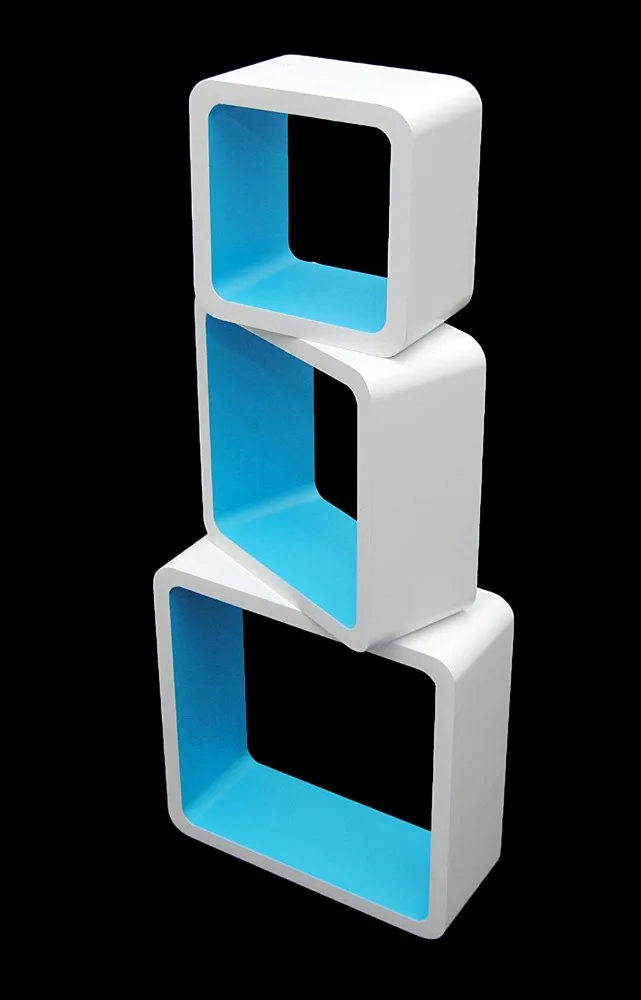 Chinese home wooden decorative floating wooden wall mount corner book cube shelf design