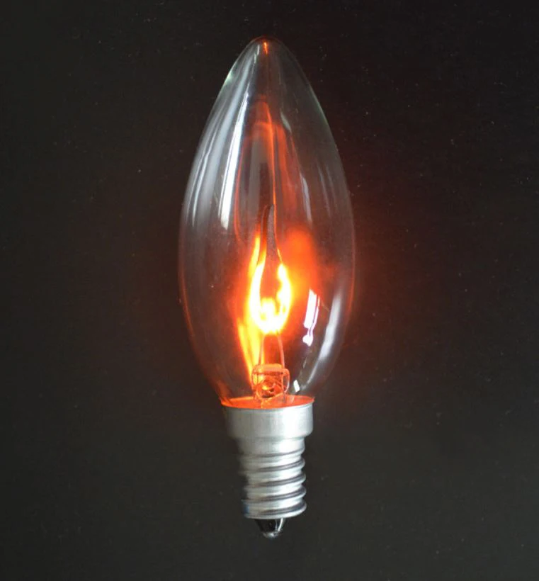 C35 220V clear cover incandescence led flickering flame light bulb