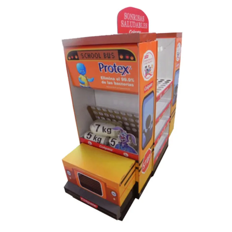 Color Brilliancy Exquisite school bus shaped cardboard display