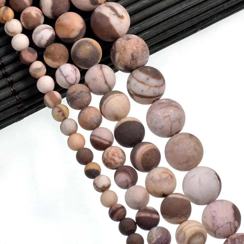 Матовые матовые 8 мм австралийская коричневая яшма зебра, круглые драгоценные камни, свободные бусины 15,5 дюйма