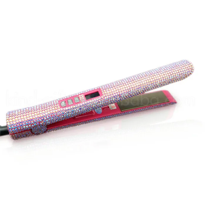 Quite Colorful Diamond Studded Cheap Custom Crystal Bling Hair Straightener Flat Iron