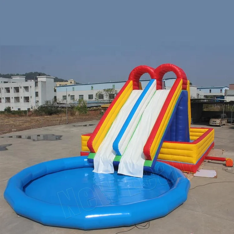 Large Dry or Wet Slides Inflatable Water Slide With Separate Pool