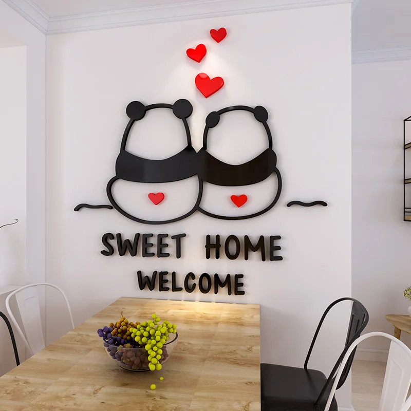 Sweet home welcome wall decoration panda wall sticker corridor self-adhesive cartoon wall stickers