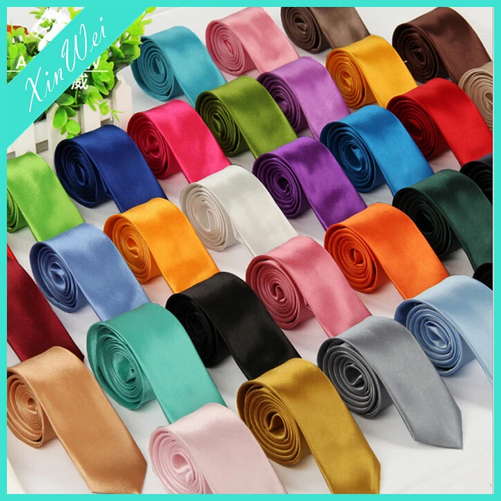 Fashionable Leisure Brand Plain Tie Colourful Soild Colour Slim Narrow Necktie