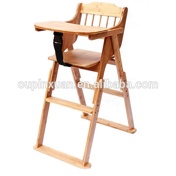 2014 hot продажа новый дизайн регулируемые складные ребенка обеденный стульчик, портативный бамбуковый детский стульчик