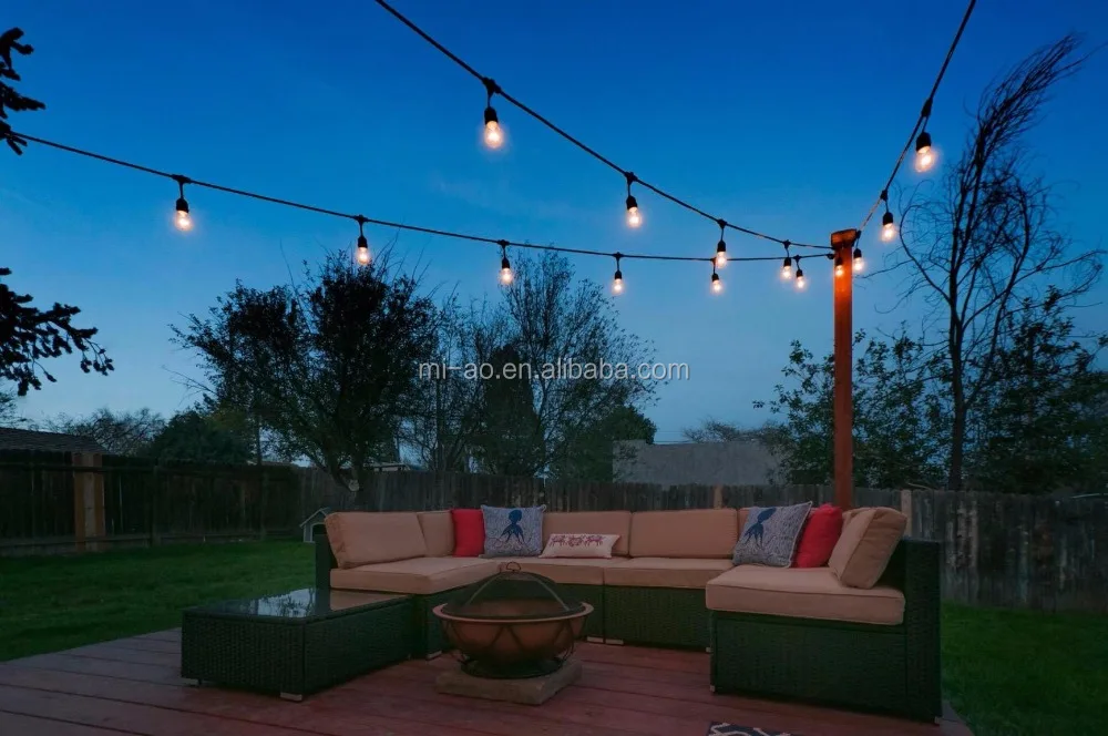 
LED Outdoor Commercial 48ft with 15 Dropped Sockets 2W LED S14 Bulbs included Weatherproof Vintage Edison String Lights 