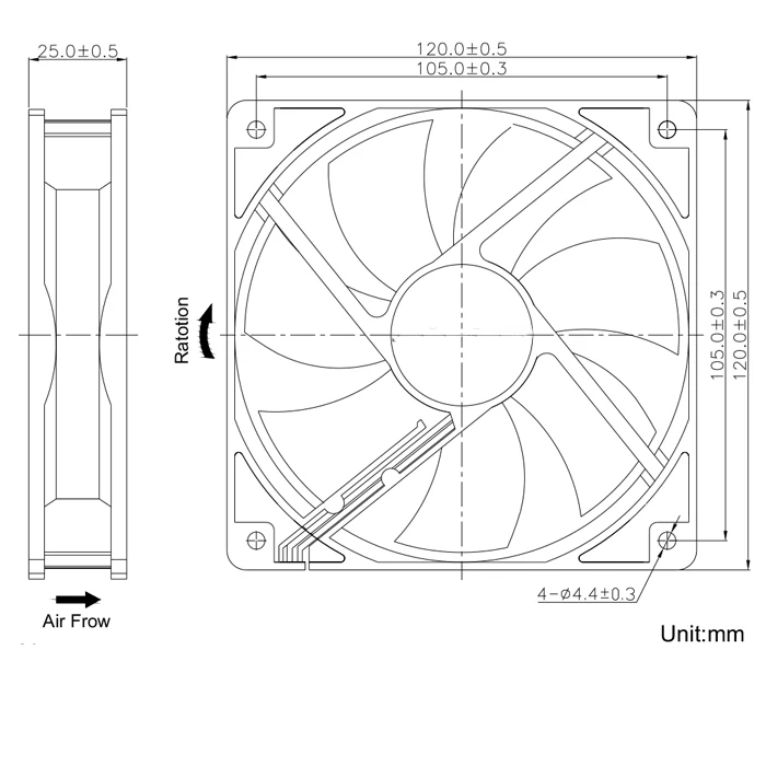 TONGXIN 12025 dc 12v24v Axial flow original cpu cooling Fan 120x120x25mm
