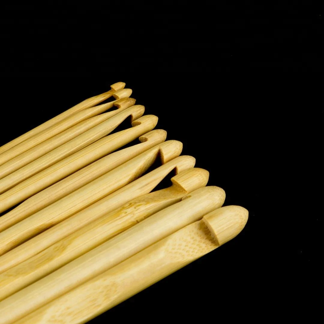 CH001 11sizes 15cm Natural color Bamboo Crochet Hooks