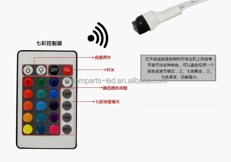 Wireless RGB 9 LED Remote Control Car Neon Interior Light Lamp Strip