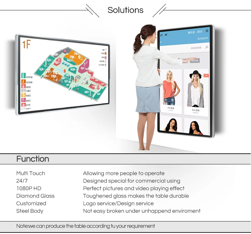 
43inch wall-mounted led tv full hd restaurant advertising menu board WiFi 3G wireless/ wired network android multimedia player 