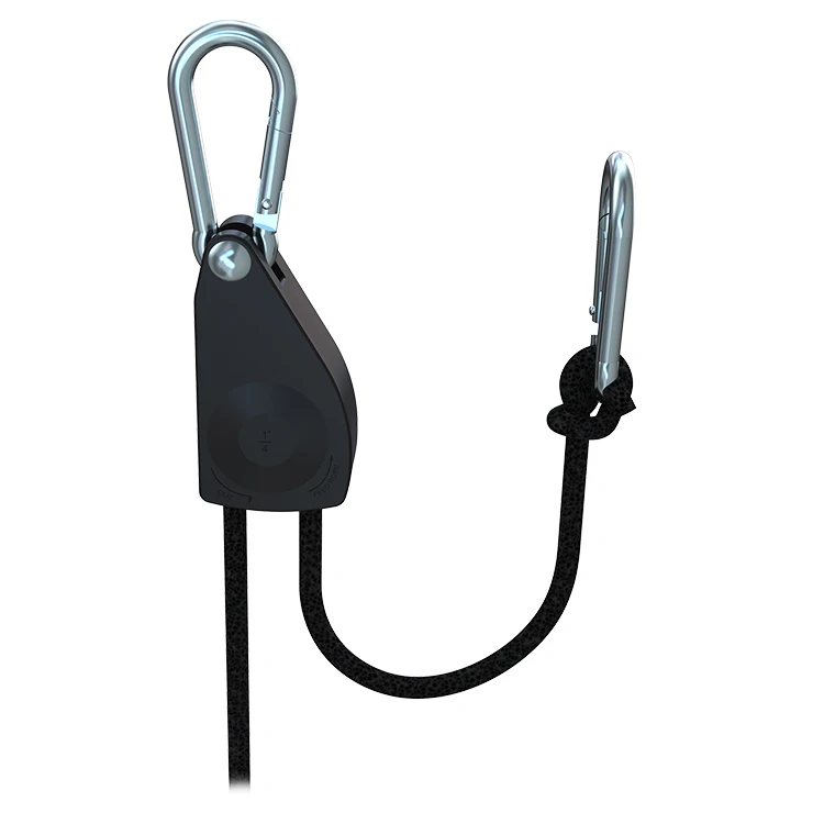 Adjustable rope ratchet for greenhouse hanging