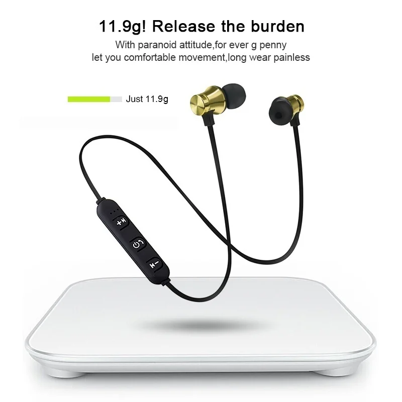 Top seller Magnetic wireless earphone music sports headset wireless hands free headset  with Mic XT11
