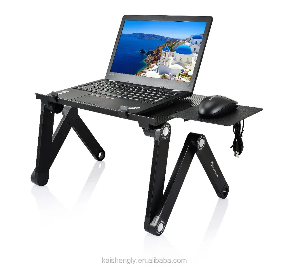 Ergonomic Aluminum Adjustable  Laptop Table Stand with 2 CPU Cooling Fans