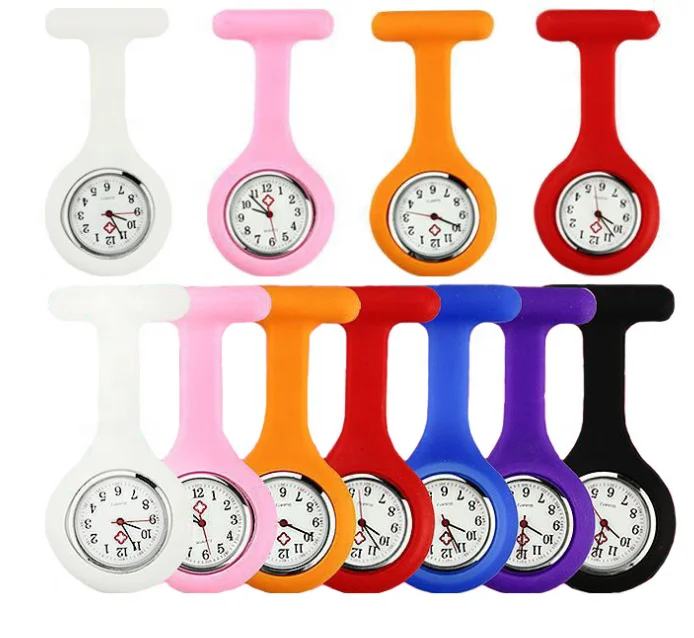 Mix Color Portable Silicone Nurse Watch With Safety Brooch For Nurse Accessories