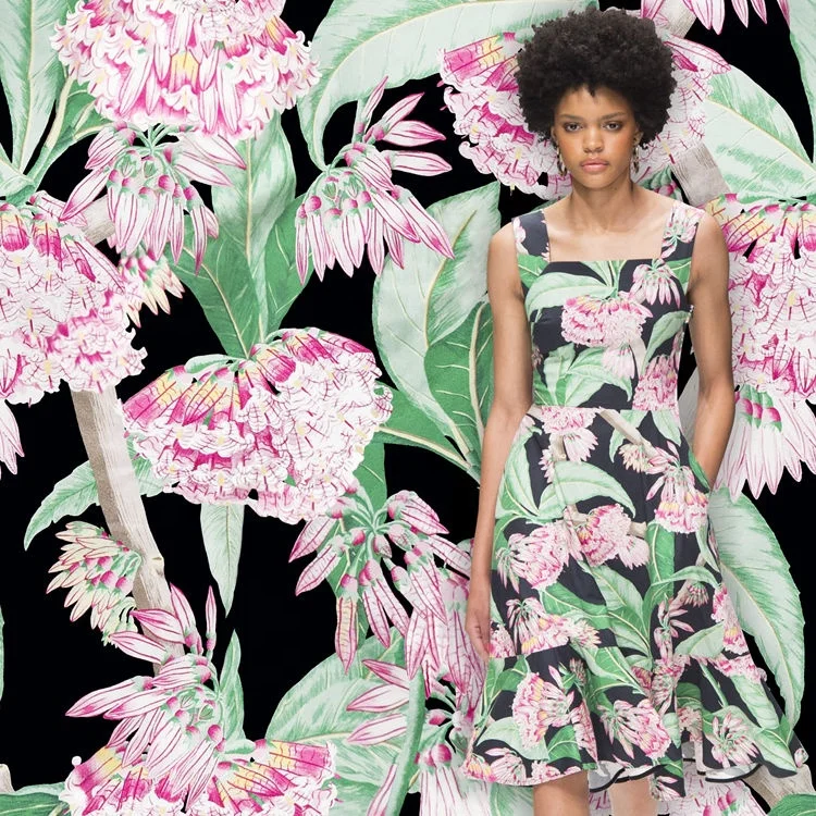 2020 Новая модная Экологически чистая индивидуальная большая брендовая цифровая печать маленькая цветочная ткань цифровая печать искусственная вуаль ткань