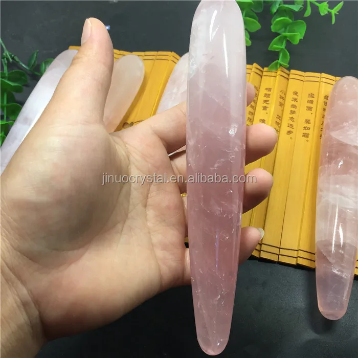 natural quartz rose crystal dildo healing crystal penis carved pink crystal massage wands for women