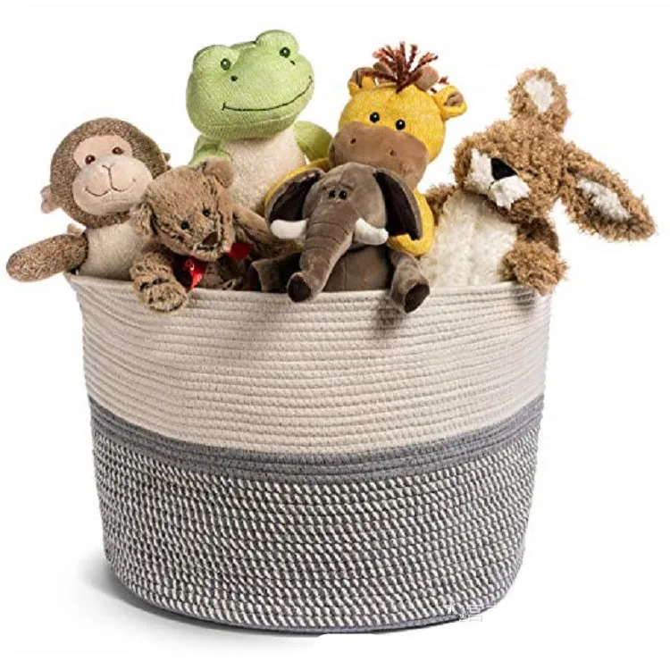 Nordic Style Cotton Rope Storage Baskets Handmade Woven Dirty Clothes Laundry Basket Large Kids Toy Sundries Organizer Hamper