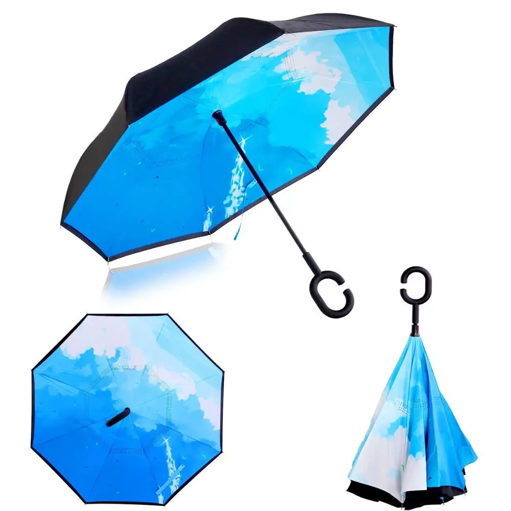 Ok Umbrella Double layer Car Reverse Umbrella 23 inch Inverted Umbrella