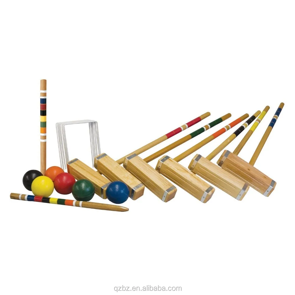 6 player croquet set series with wooden