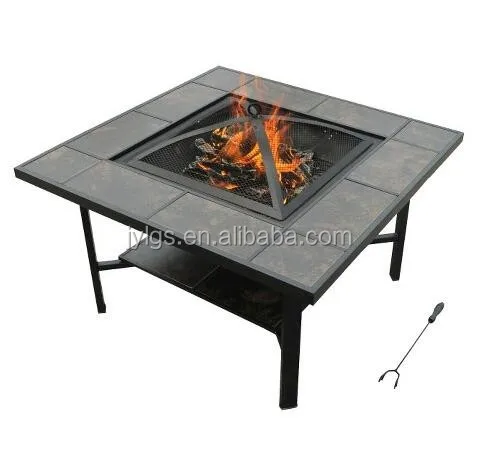 4-1 Outdoor Garden Backyard Square Tile Top Table Ice Bucket Fire Pit