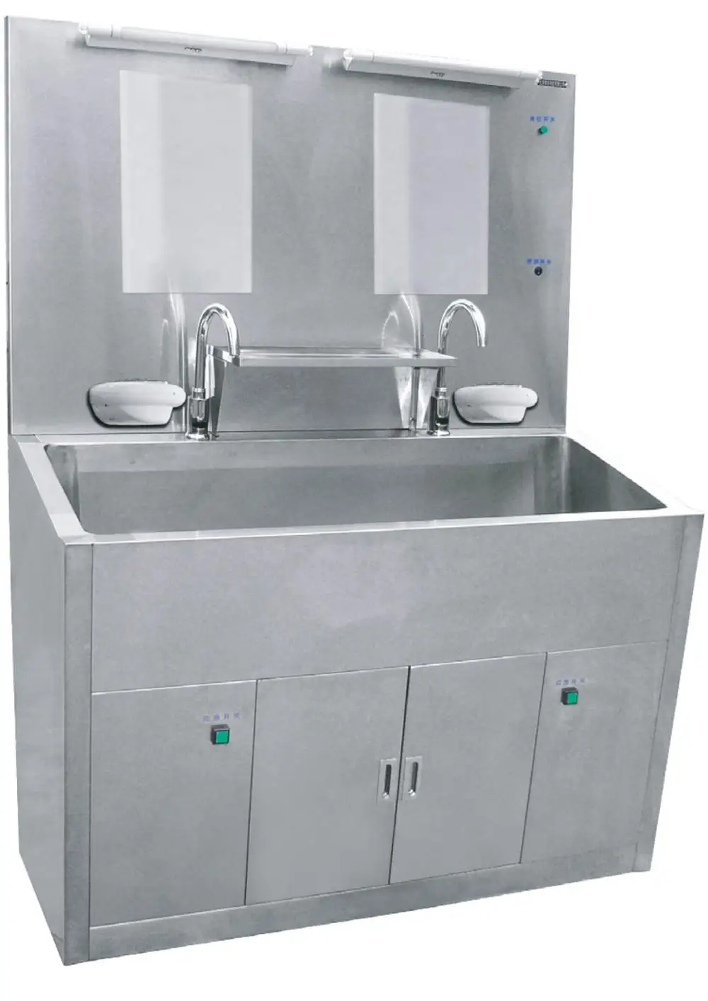 Two-person Station Stainless Steel Hospital Wash Sink with Cabinet