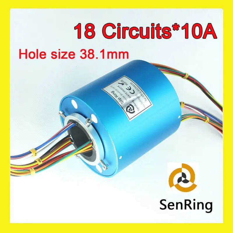 Senring manufacturer slip ring connector 18 circuits/wires of through bore size 38.1mm (1.5')
