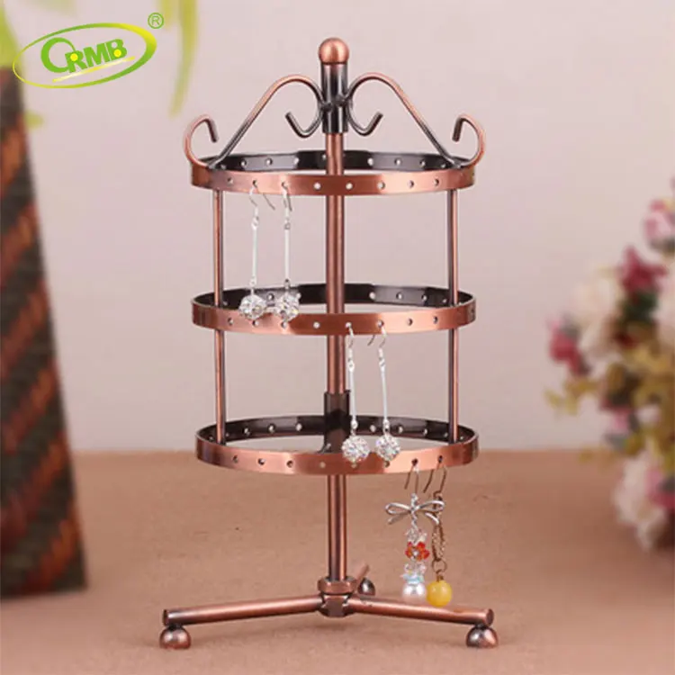 
Factory supply cheap creative earring holder hanging jewelry display metal revolving jewellery holder 