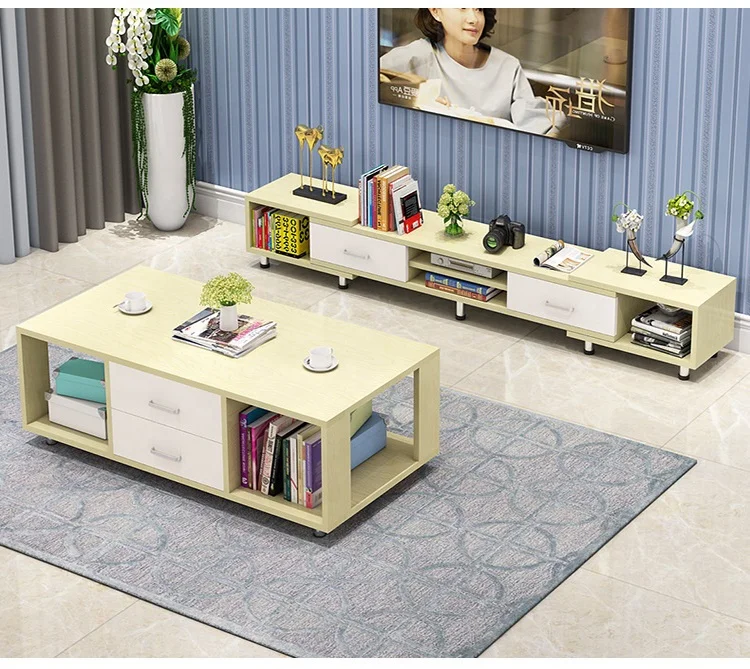Nordic Economy Wood Color Wooden Coffee Table Sofa TV Cabinet Stand