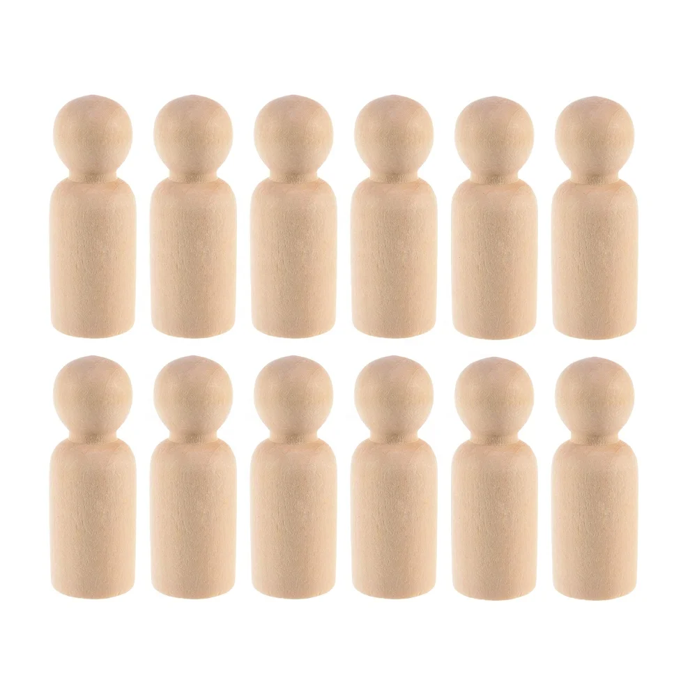 DIY craft unpainted custom natural wood Paint Set Unfinished Peg Doll