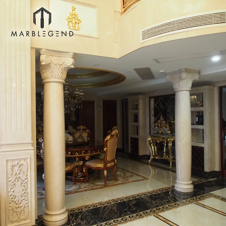 
factory price well polished venus beige marble column pillar design 