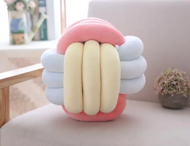 Плетеная пряжа вязаный красочный узел мяч плюшевая декоративная подушка-Декор для дома офиса дивана