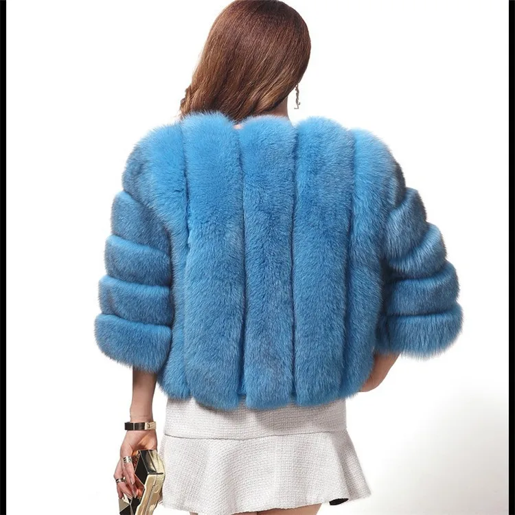 
China Hot Mink Coats Women Winter Blue FAUX Fur Coat Elegant Thick Warm Outerwear Fake Fur Jacket 