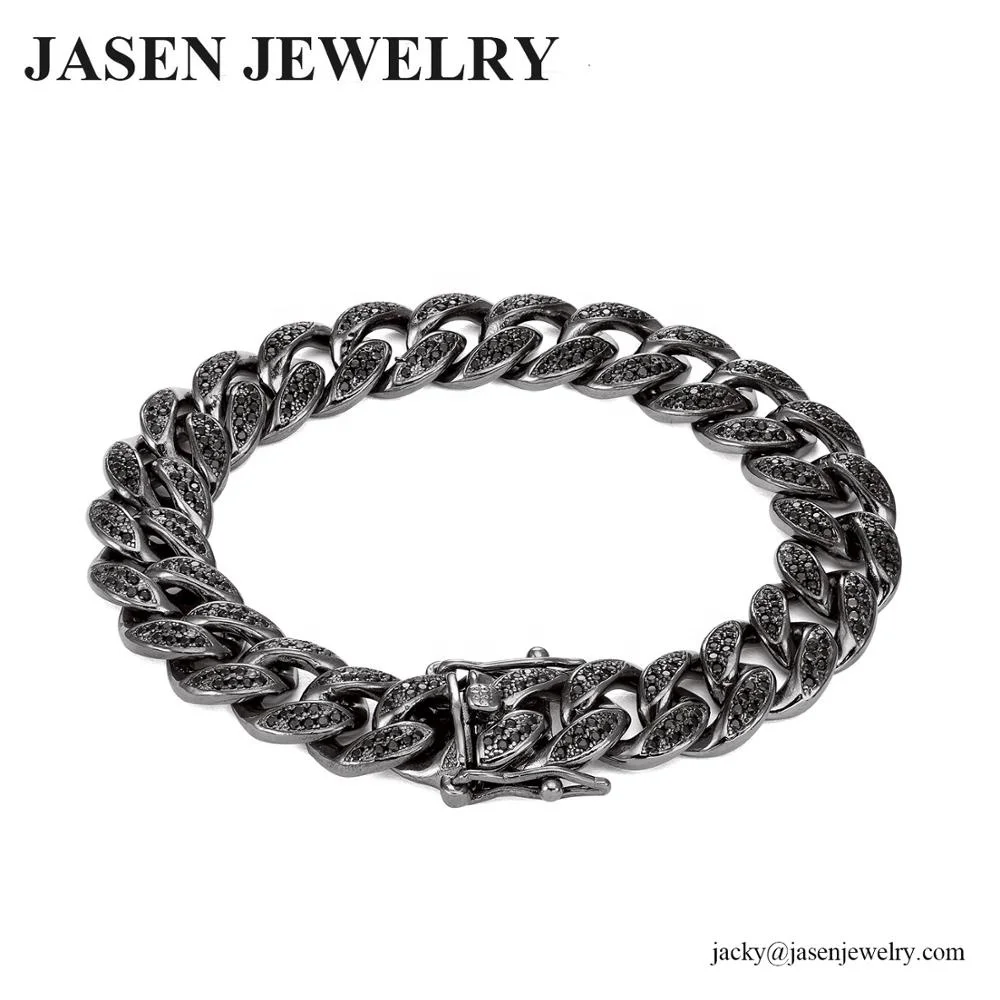 JASEN JEWELRY gold men bracelet 925 silver chain bracelet