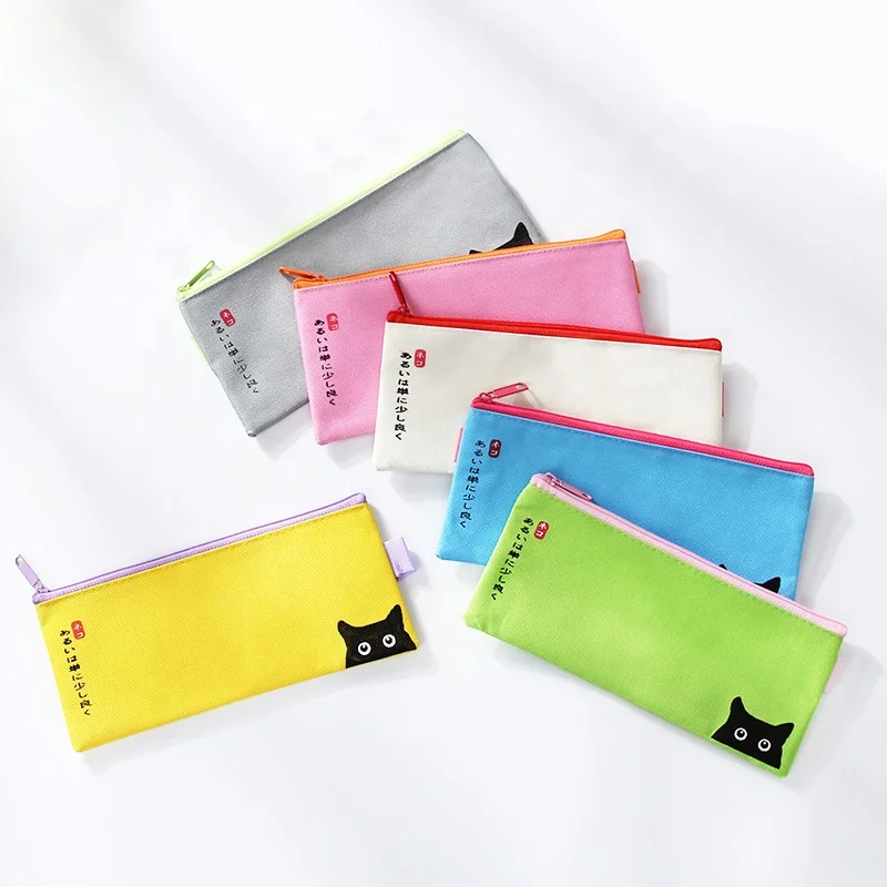 Wholesale A4 office promotion cat small zipper file tote black pencil case with logo