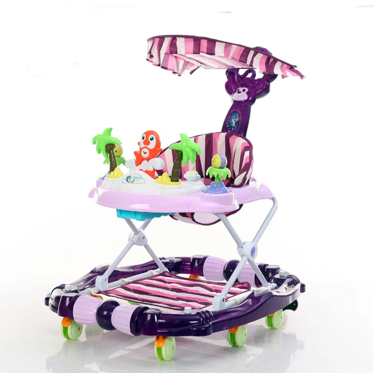 New Model Baby Walker Rubber Wheels Height Adjustable Musical Baby Trolley Walker Rocker Chair