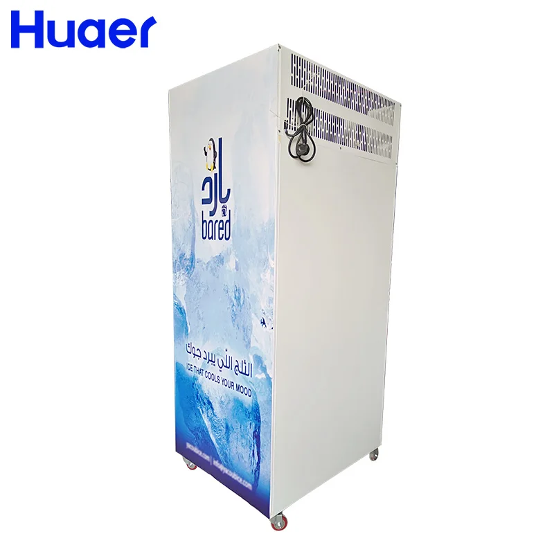 glass door auto defrost deep freezer cold storage bagged ice merchandiser